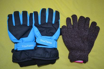2x rukavice lyžařské a úplet,v.134-140, 134 / 140