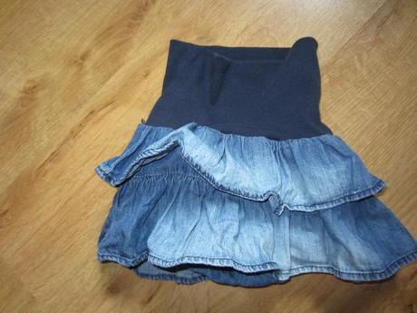 Džínová volánková sukně se všitýma kalhotkama, h&m,74
