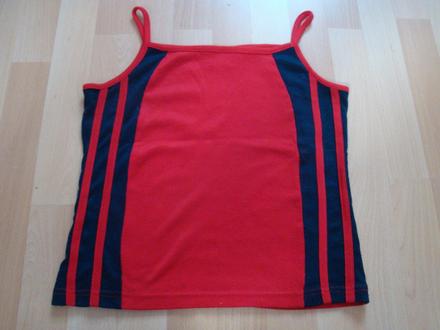 Tílko letní, sportovní - červené s modrými pruhy, s