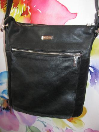 Černá dámská kožená crossbody kabelka wojas, wojas