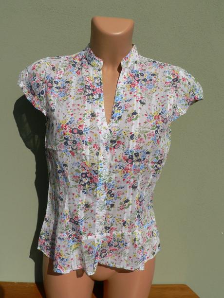 Plátýnkový květovaný top blůzka h&m - vel.36/38, h&m,36