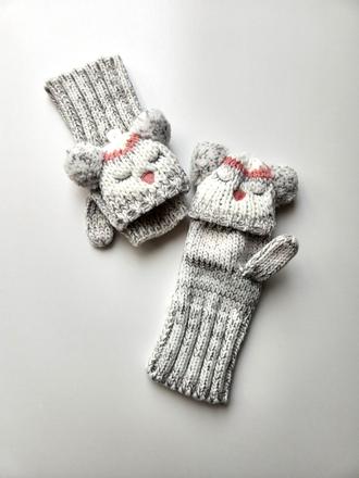 Obrázkové bezprsté pletené rukavice vel. uni,