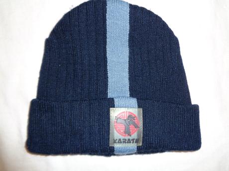 Krásná zimní modrá úpletová čepice - karate, 116