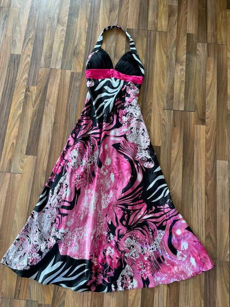 Vzor satén maxišaty, vel neuvedena cca s/m, s