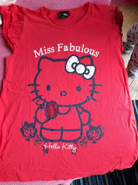 Tričko hello kitty červené super stav, hello kitty,140