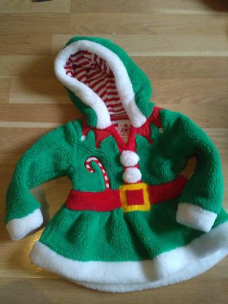 Flees šaty, vánoční, skřítek, 92