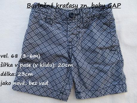 Bavlněné kraťasy zn. baby gap, gap,68