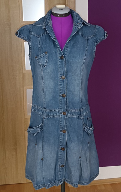 Džínové propínací šaty vel. 38, promod,38