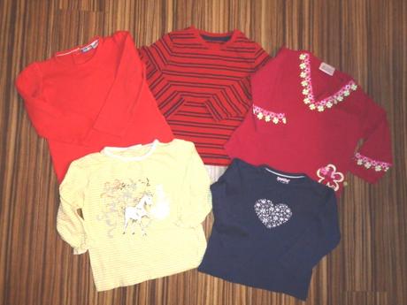 Patero krásných triček s dlouhým rukávem - 86, 86