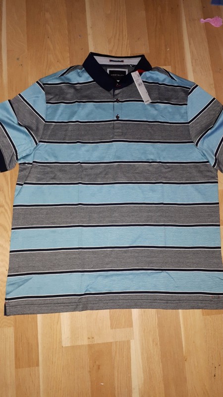 Modré pruhované polo tričko xl, c&a,xl