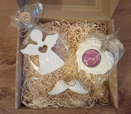 Set anděl+svícen+andělké křídla,