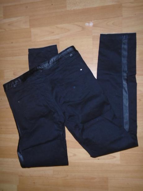 Kalhoty s koženkovými lemy vel 40, camaieu,40