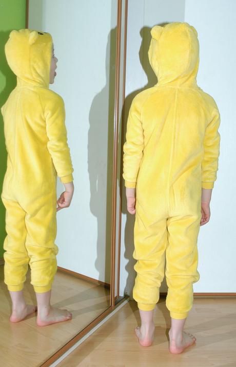 Chlupatý žlutý overal na spaní i karneval medvídek, george,110