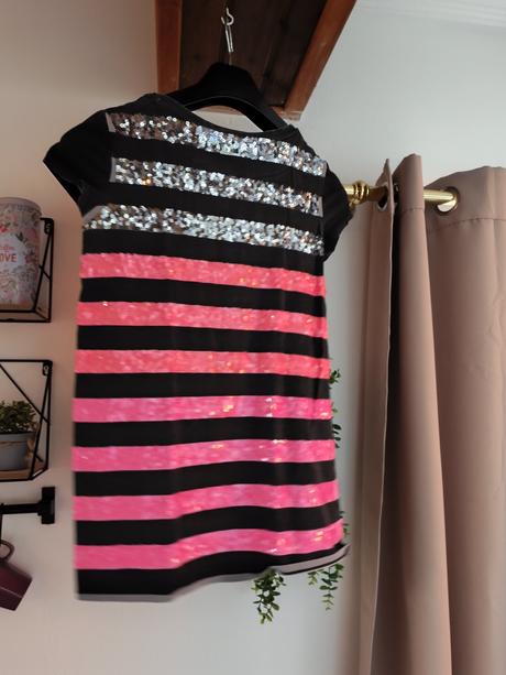 Dlouhé tričko s flitry 170 / xs-m, h&m,170