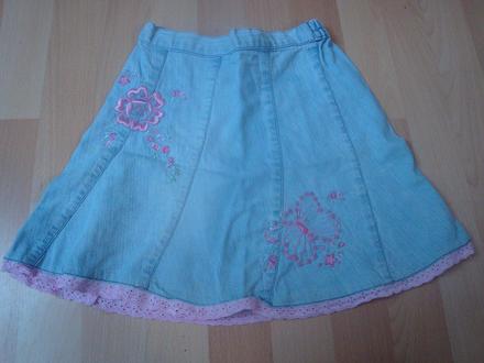 Džínová sukně s květy a motýlky - modrá, vel. 92, 92