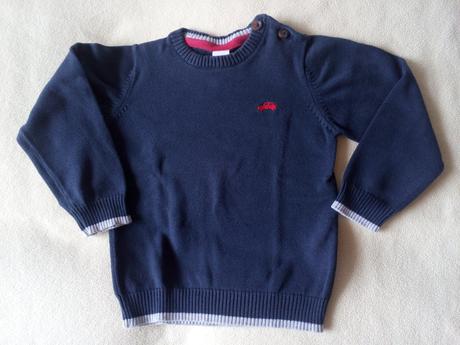 Bavlněný modrý svetr s autem, baby club,92