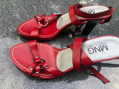 Cervene sandaly mango kozene 37, mango,37