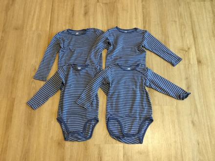 Sada 4 pruhovaných body vel. 98, h&m,98