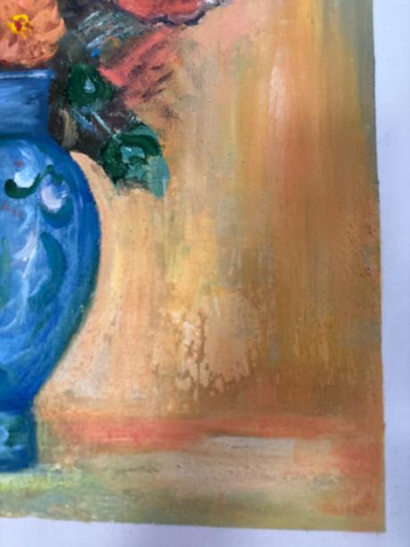 Kvety v tyrkysove vaze - olejomalba 61 x 76 cm,
