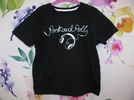 Černé tričko s nápisem rock and roll, primark,116