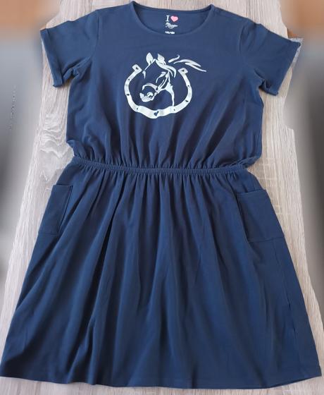 Tmavě modré šaty krátký rukáv kůň tchibo, tchibo,158