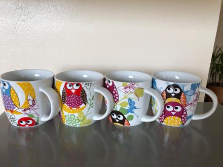 Sovy, sovičky hrnky hrnečky 4 kusy, 