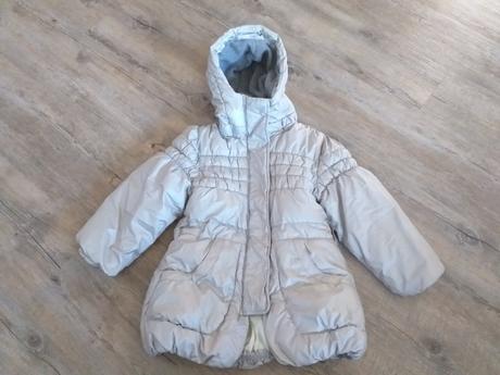 Stříbrná buřtíkatá bunda s kapucí, minx,116