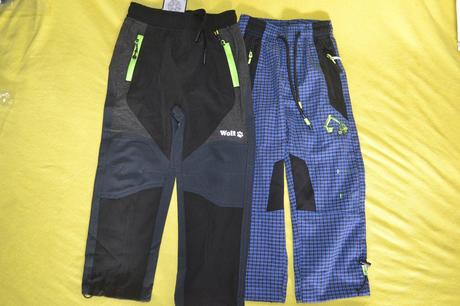 2x kalhoty softshellové wolf a bavlněné,v.98, wolf,98