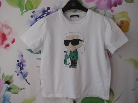 Bílé bavlněné dětské tričko karl lagerfeld, 146