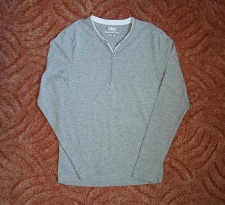 Šedé pánské tričko triko dlouhý rukáv, clockhouse,s