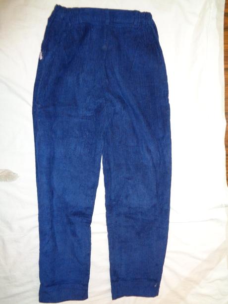 Modré silnější nabírané manžestrové kalhoty158/164, 158