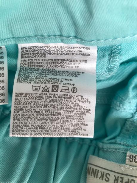 Tyrkysove kalhoty úzké 34 c&a, c&a,34