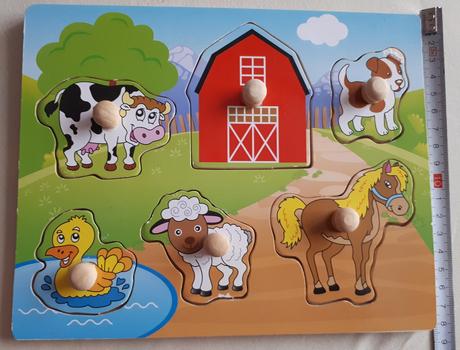 Dřevěná vkládačka, puzzle, farma, zvířátka, 