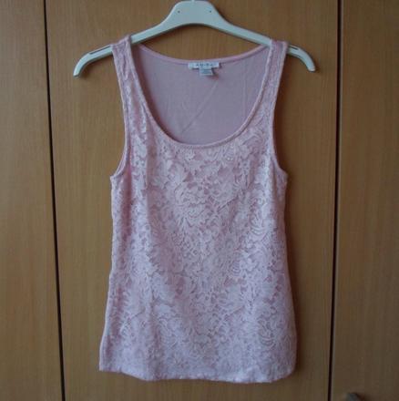 Růžové krajkové tričko tílko top amisu, amisu,xs