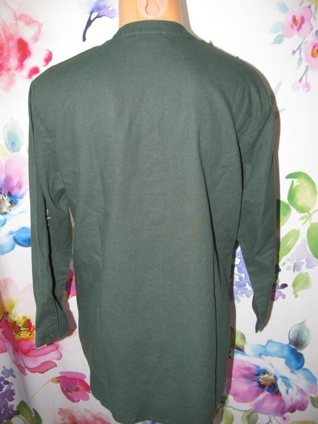 Dámská tmavě zelená halenka, 3/4 rukáv maloja, l