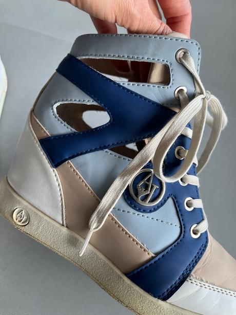 Armani jeans sexy sneakers modrá béžová 37 klínek, armani,37
