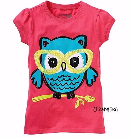 Růžové sovičkové tričko vel. 104/110, bonprix,104 / 110