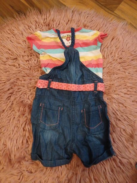 Džínové laclové šortky hello kitty 68/74, c&a,68