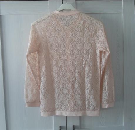 Růžová meruňková krajkovaná mikina na zip, f&f,152