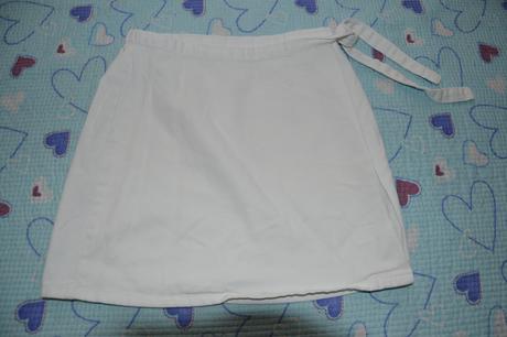 128 134 140 bílá džínová, riflová zavinovací sukně, 128