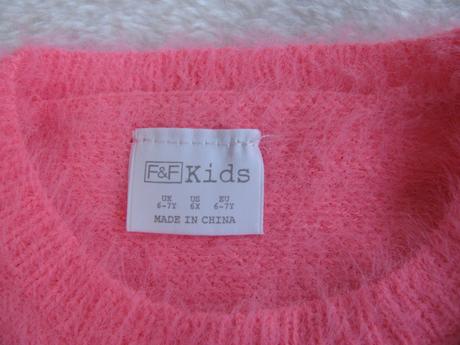 Dívčí sytě růžový svetr, f&f,122