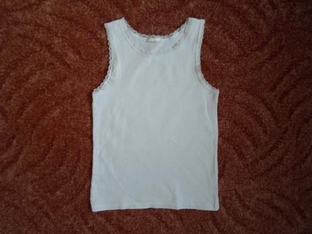 Bílé tričko triko tílko s krajkou, 134