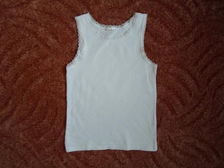 Bílé tričko triko tílko s krajkou, 134