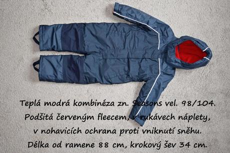 Modrá zimní kombinéza zn. seasons vel. 98/104, 98