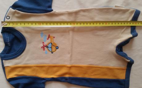 Letní bavlněný overal s krátkým rukávem, vel.74, kenguru gold,74