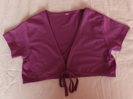 Fialové dívčí bolerko krátký rukáv, 128