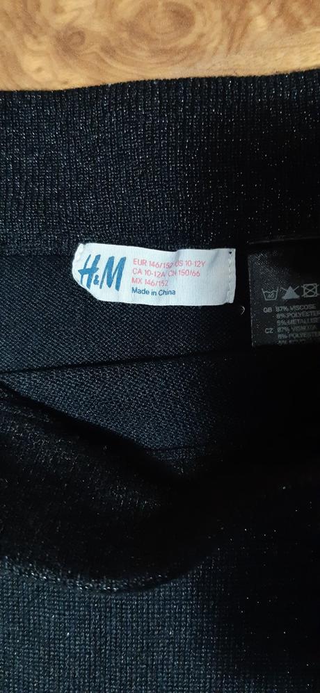 Dívčí úpletová sukně h&m 146/152 černá se stříbrno, h&m,146