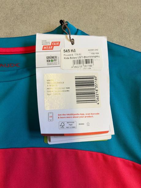 Tričko s uv - vaude kids solaro 158-164 nové, 158