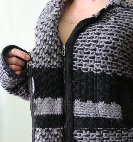 Kabátový svetr na zip mikaella ess vel.40, l