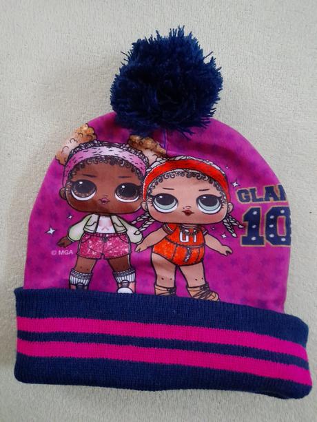 Lol čepice zimní fialová, vínová top stav, 134
